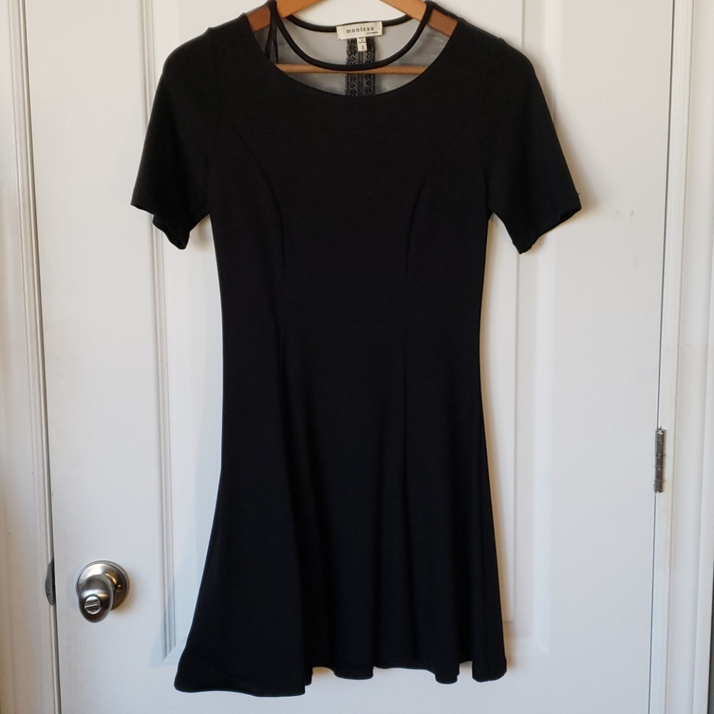 Mesh detail little black dress